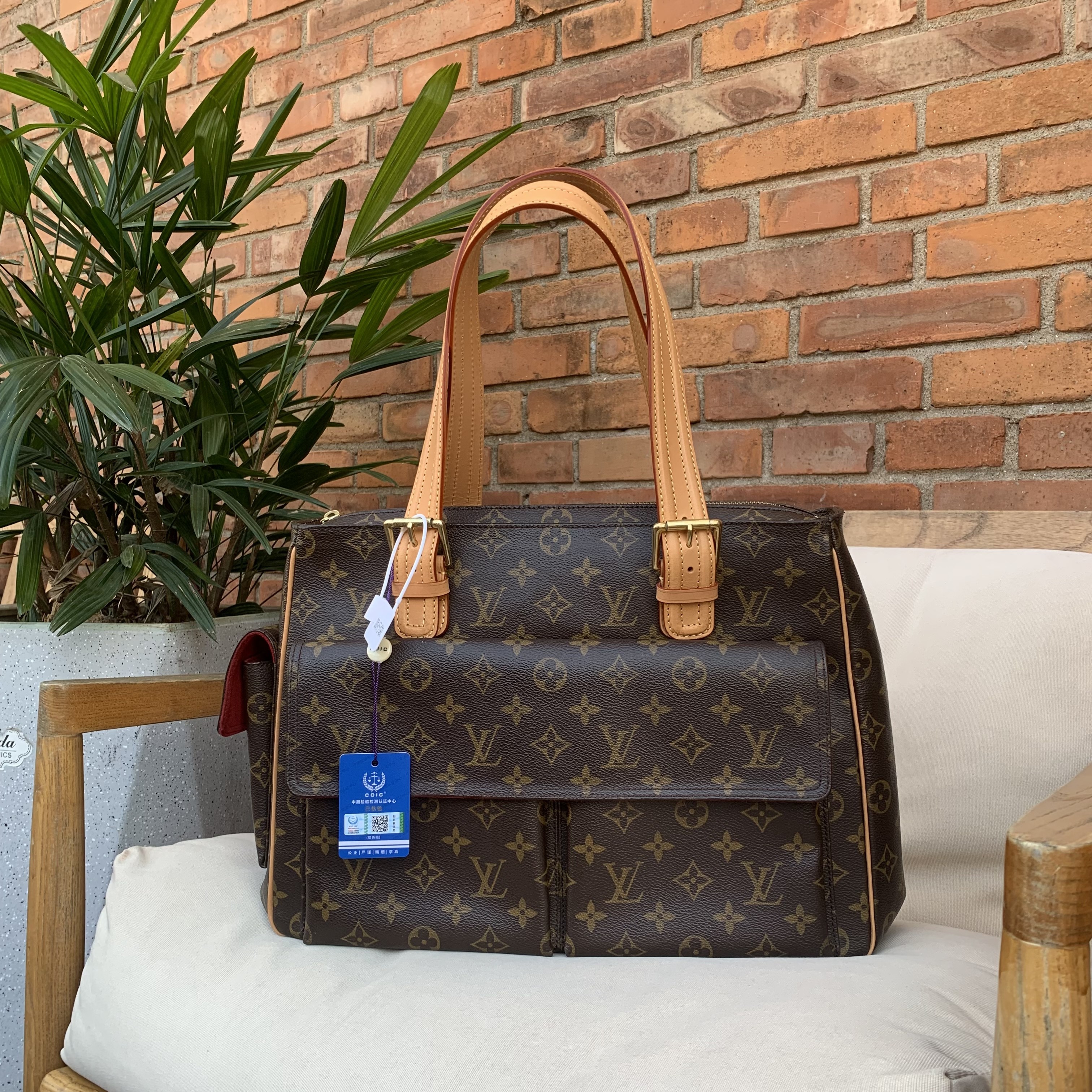 95新 LouisVuitton/路易威登  LV老花中古骆驼手提大号