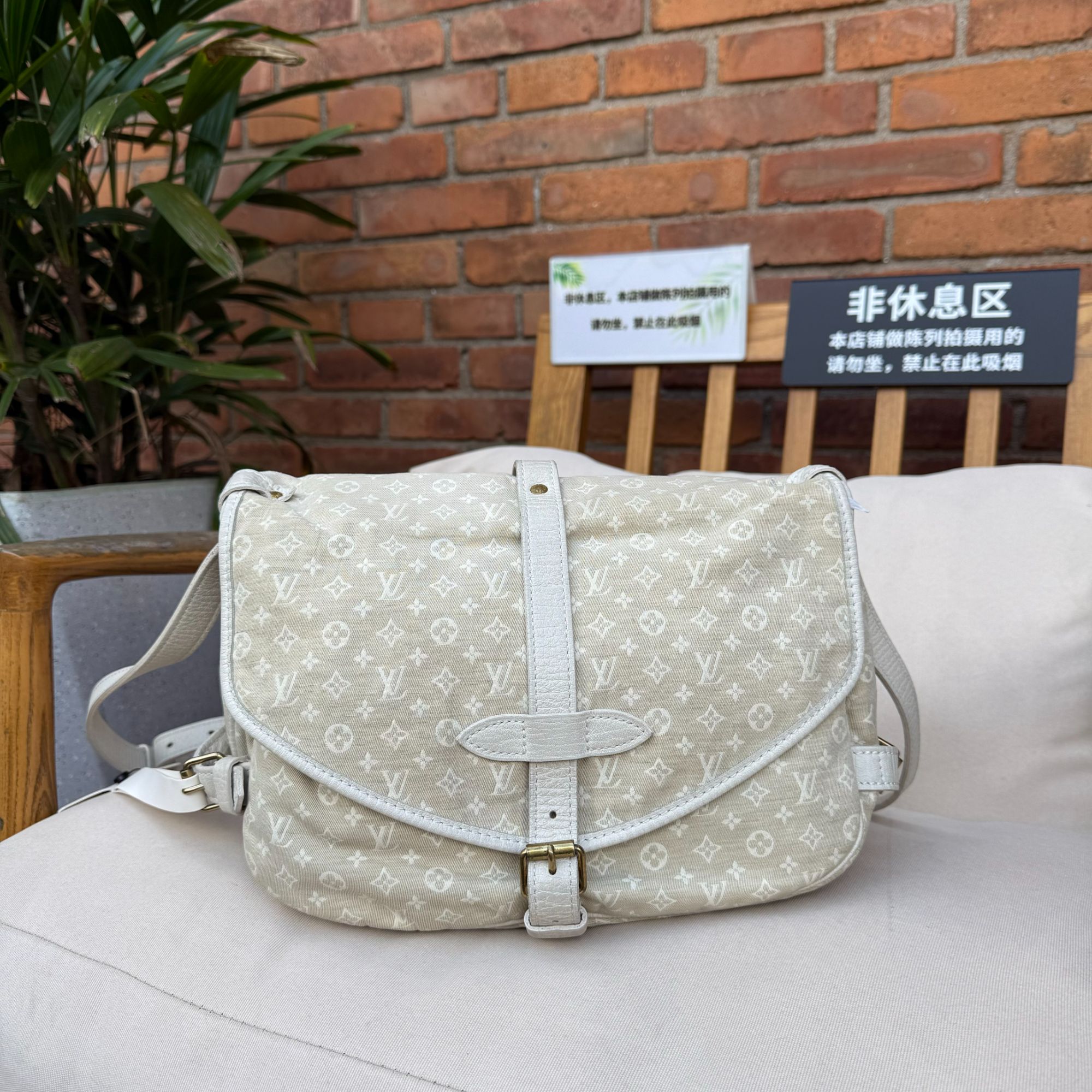 95新 LouisVuitton/路易威登 丹宁双子星咖色斜挎包