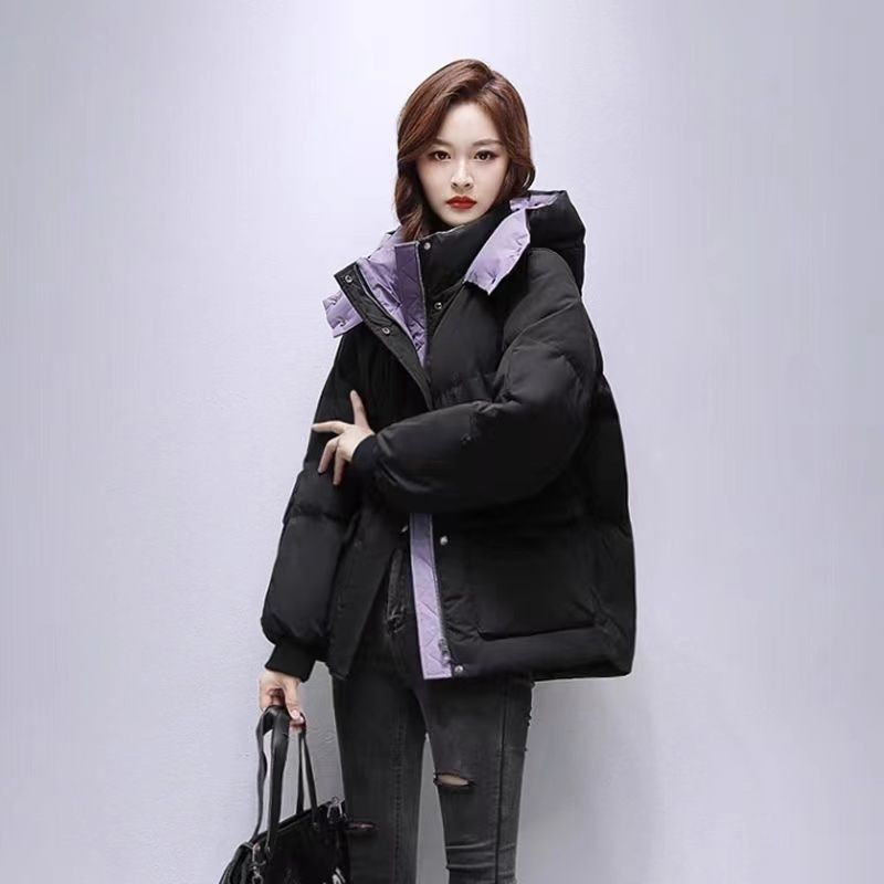 2023冬季新款羽绒服女短款大码宽松连帽棉衣韩版修身显瘦加厚面包