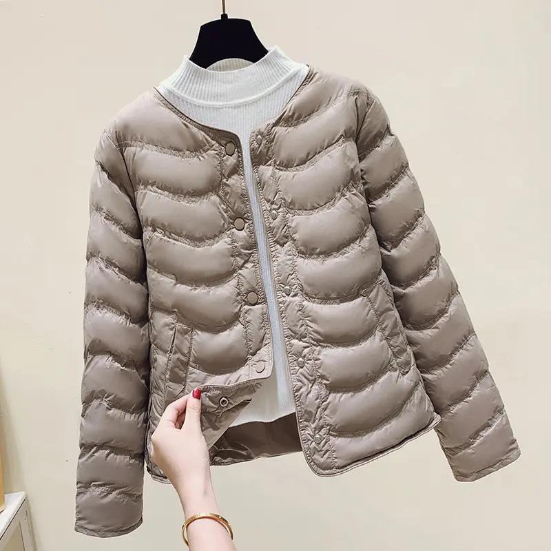 冬季无领轻薄羽绒服服女内胆棉衣短款打底保暖小棉袄薄款修