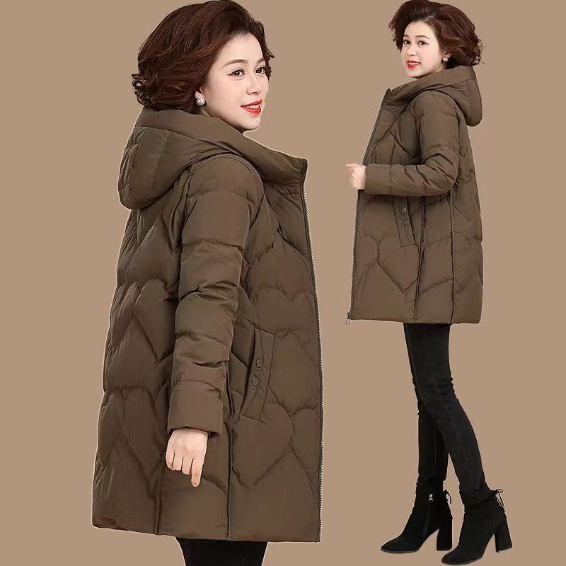 当季爆款妈妈羽绒服中长款大码2022新款老年人棉袄中老年女冬装外