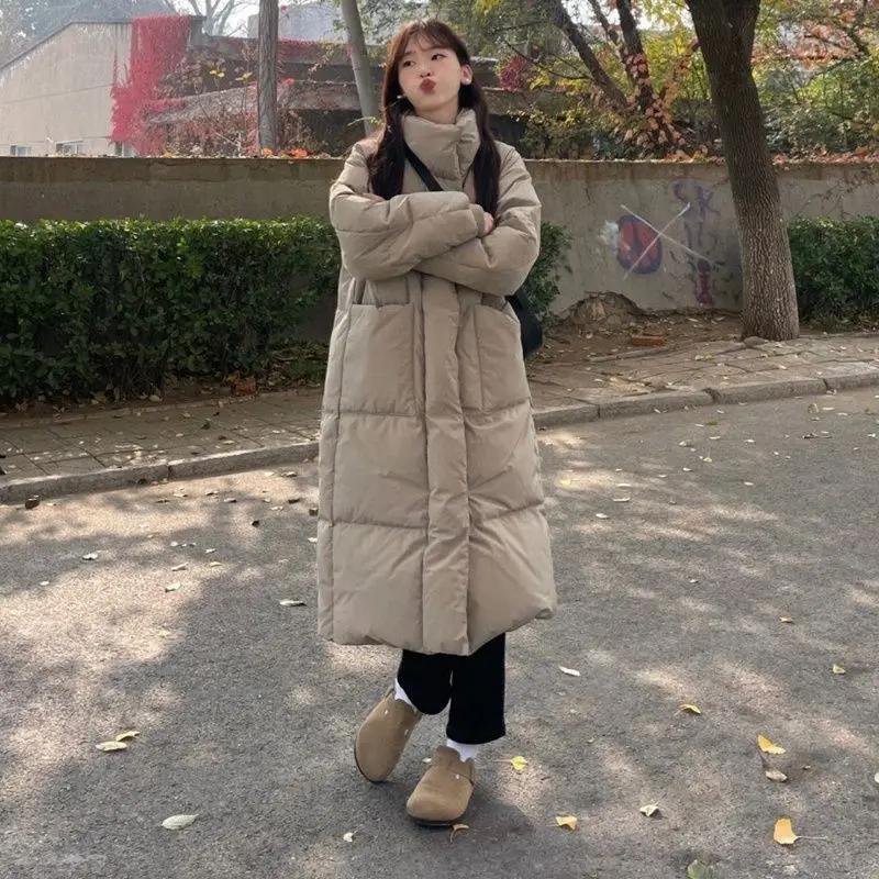 2023新款羽绒羽绒服女冬季面包服中长款过膝韩版宽松加厚棉袄外套