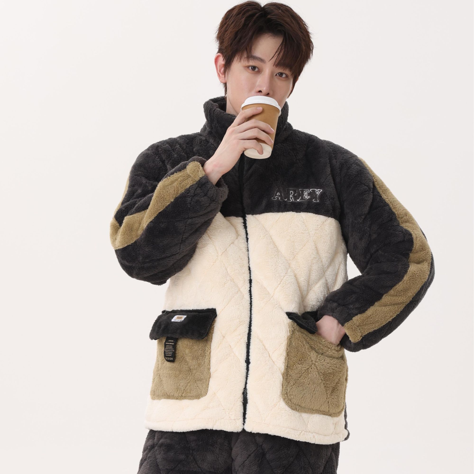 秋冬季新款睡衣加绒加厚夹棉贵妃绒保暖毛绒学生可外穿时尚家居服