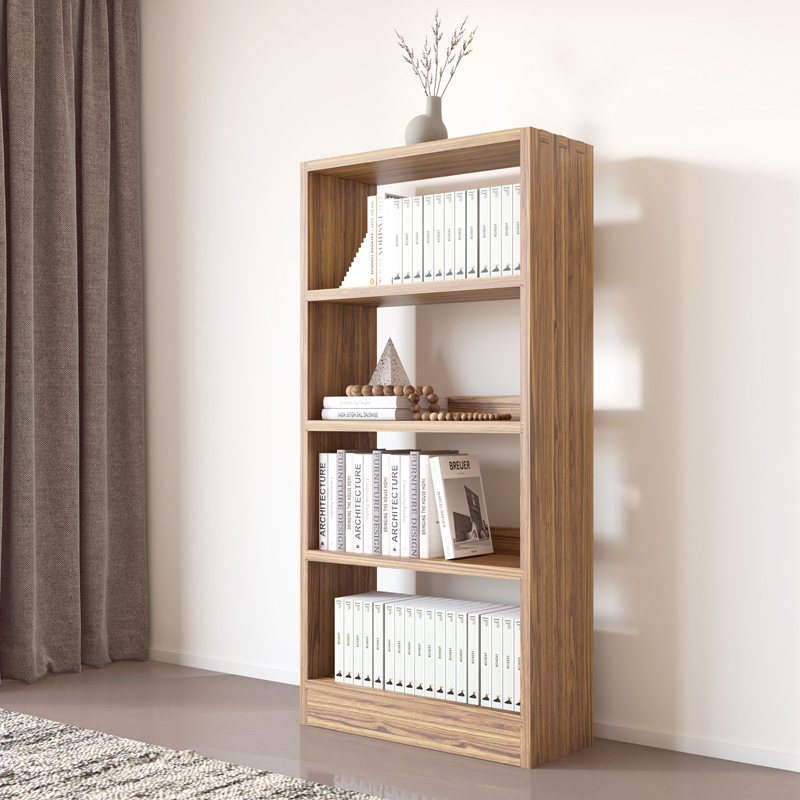 老榆木书架家用简约客厅落地实木书柜原木置物架创意组合简易书架