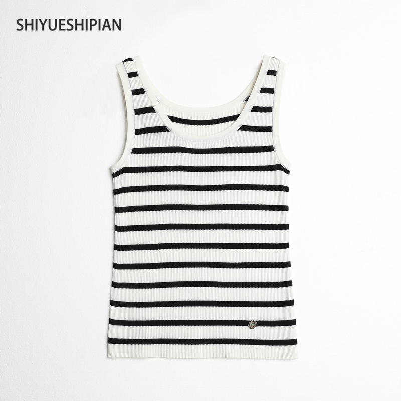 十月诗篇绵羊毛吊带女秋冬新款条纹修身气质针织内搭针织背心2671