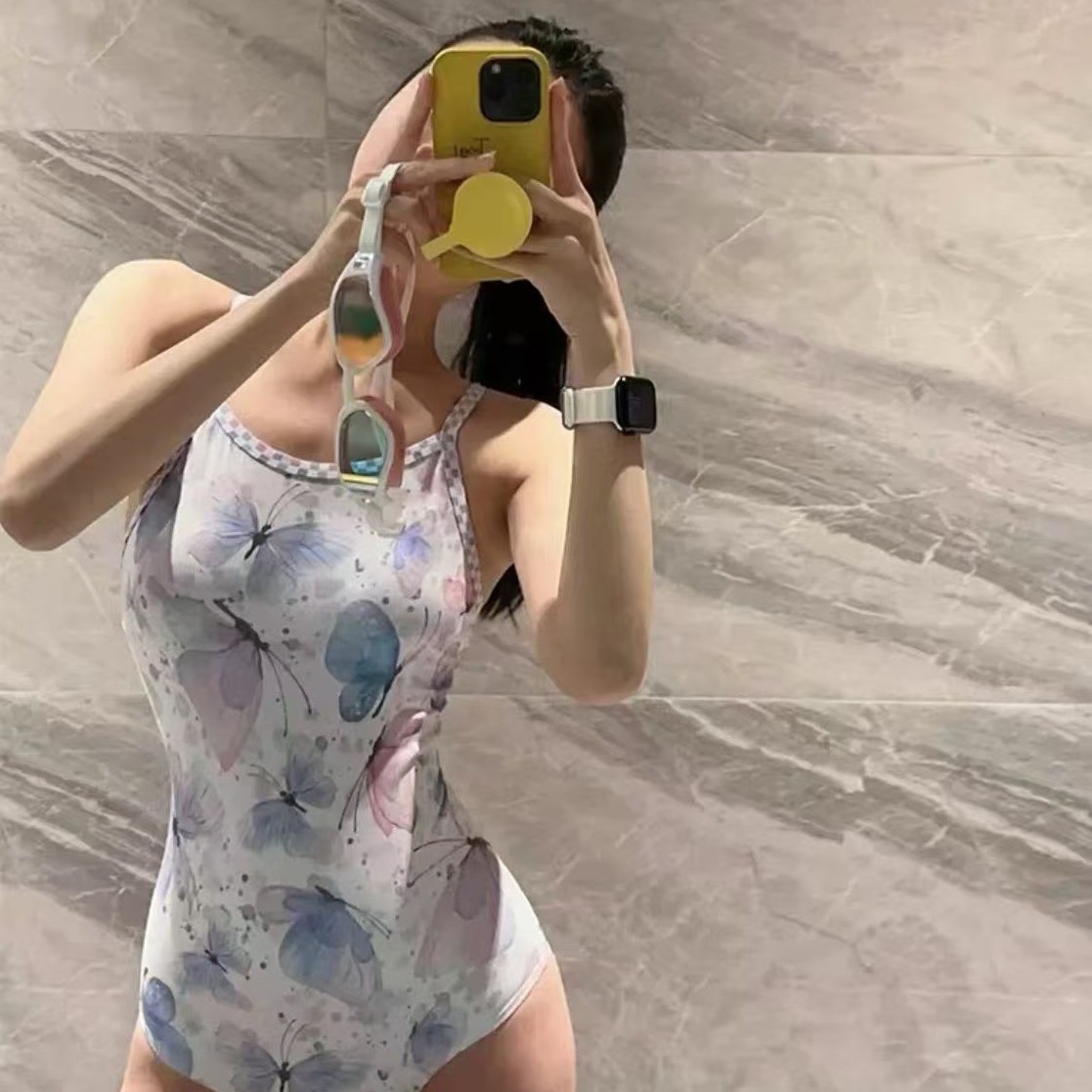 新款游泳衣女士连体竞速专业游泳馆专用修身显瘦蝴蝶温泉泳装8147