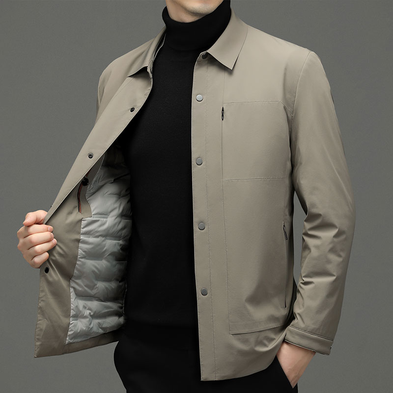 波司登鹅绒羽绒服男士短款2023新款商务轻薄保暖翻领冬装防寒外套