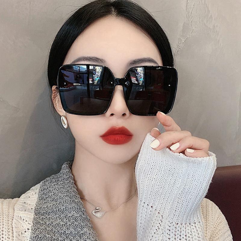 网红个性方形黑色偏光墨镜女大脸显瘦防紫外线太阳镜街拍潮人眼镜