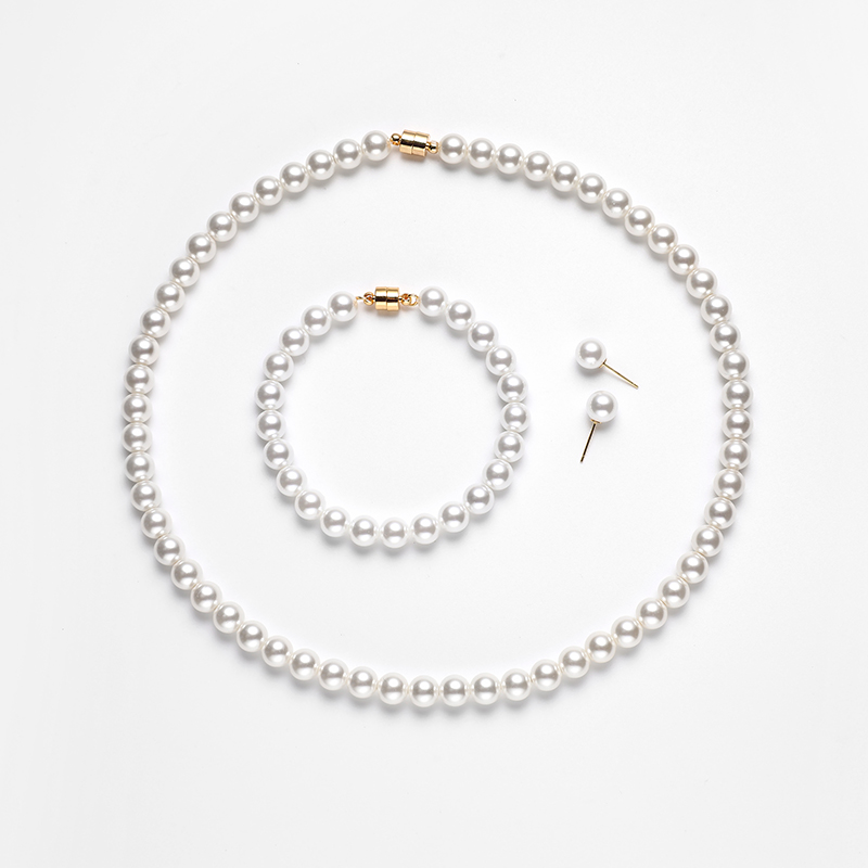 三姐见面礼【白月光】时尚设计款全珠链8mm+手链+耳钉丝巾