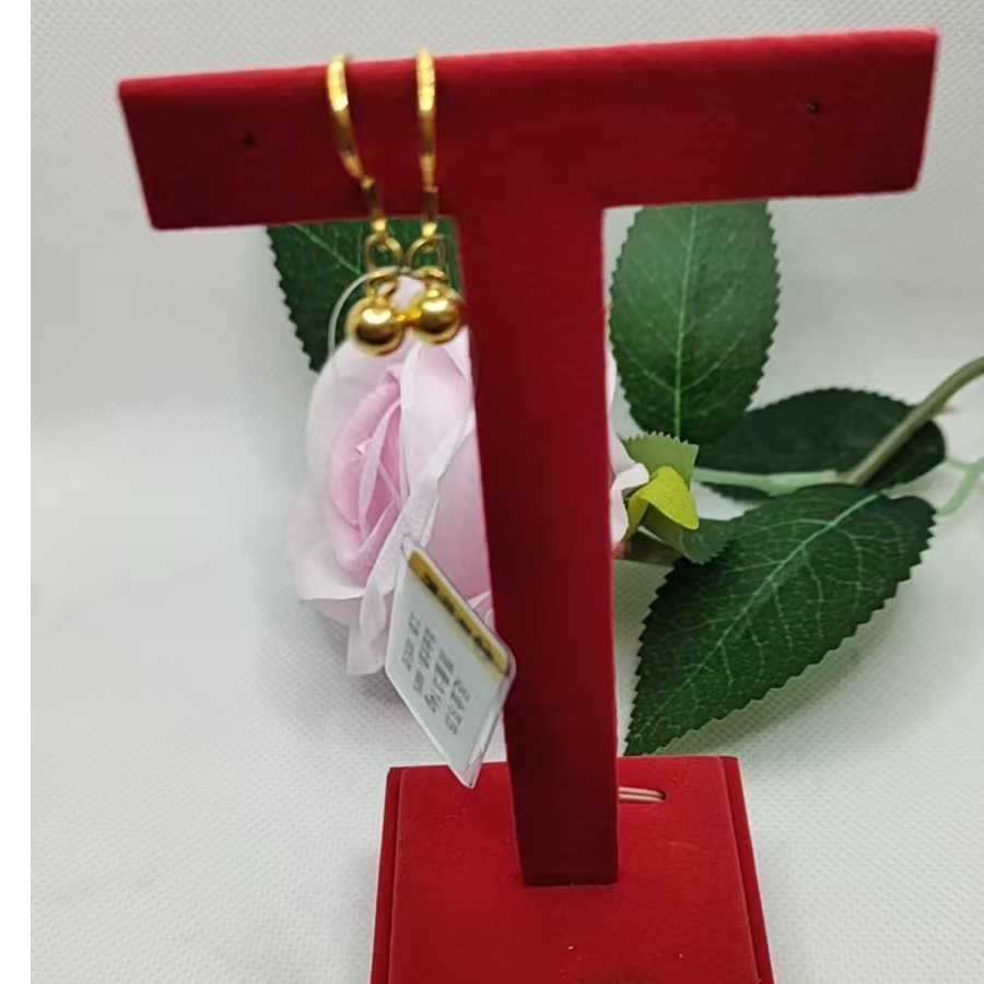红飞珠宝足金耳坠