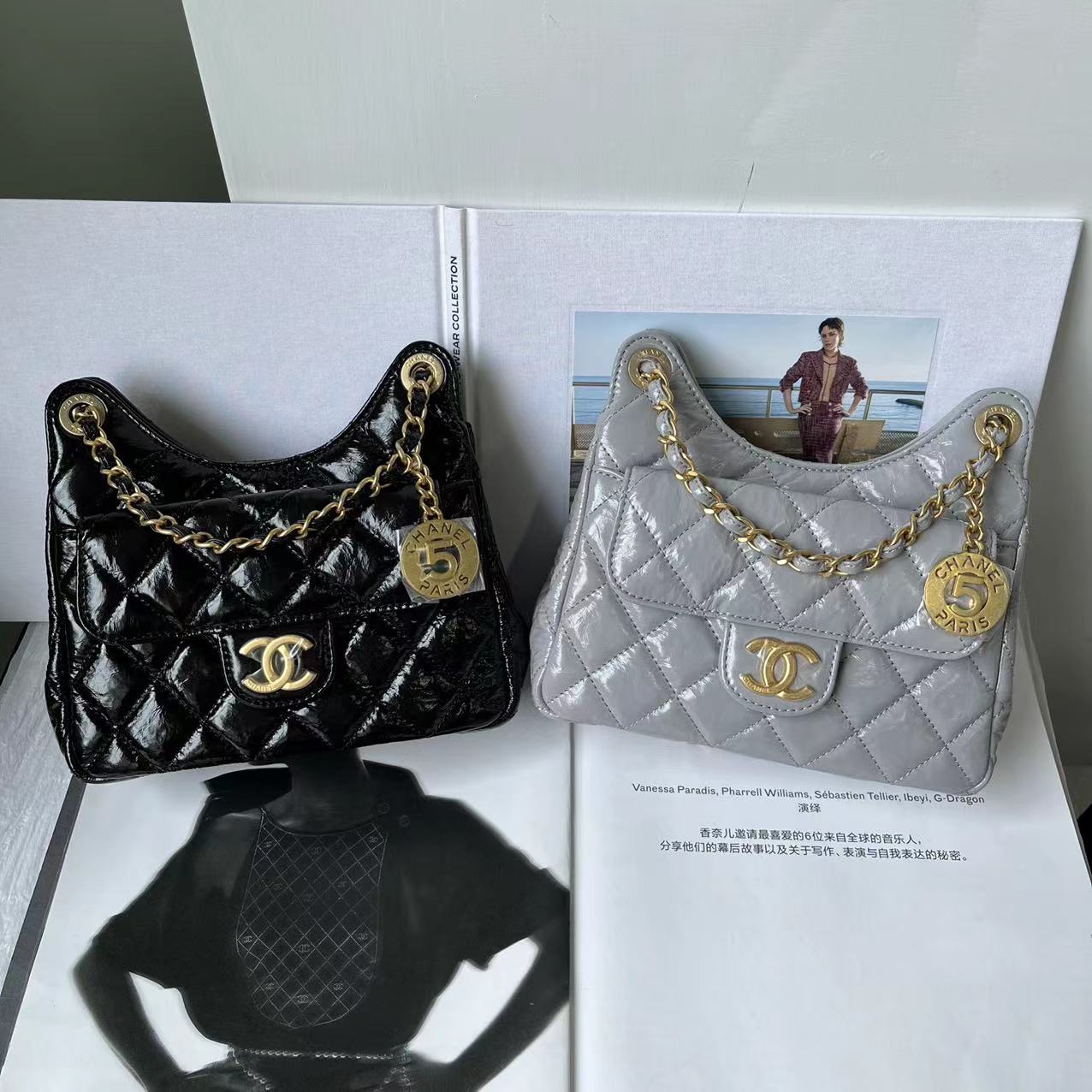 未使用 Chanel/香奈儿 23B油蜡牛皮天猫包流浪嬉皮hobo包