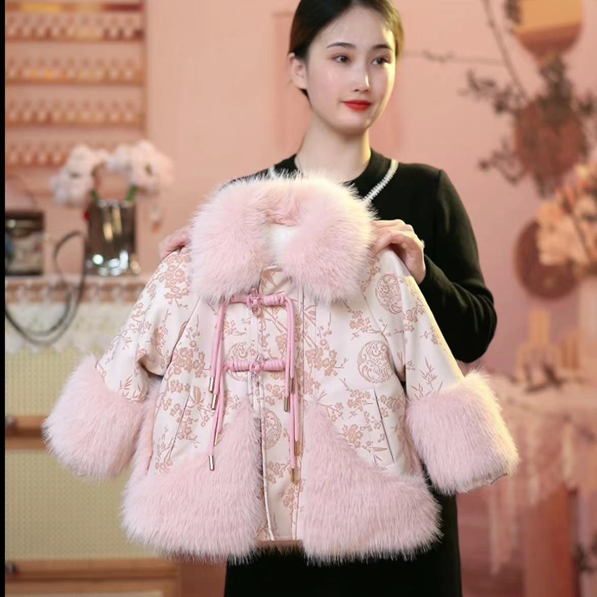 【流光梦境】冬季新款时尚中国风女孩儿童加绒加厚拜年服外套Y-32