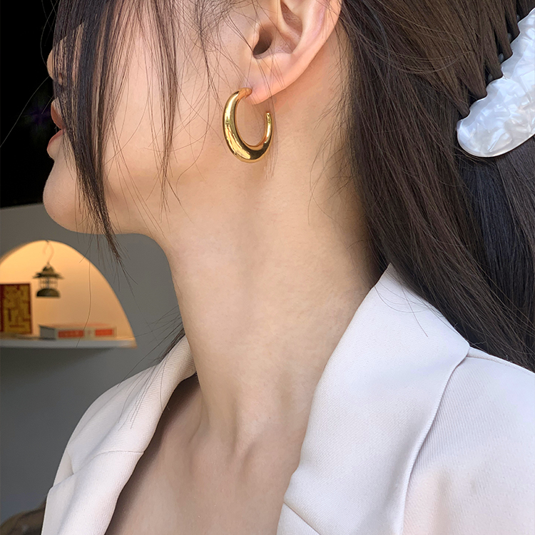 boonee alus 铜合金耳饰 超质感冷淡风圆圈耳圈耳钉耳环简约