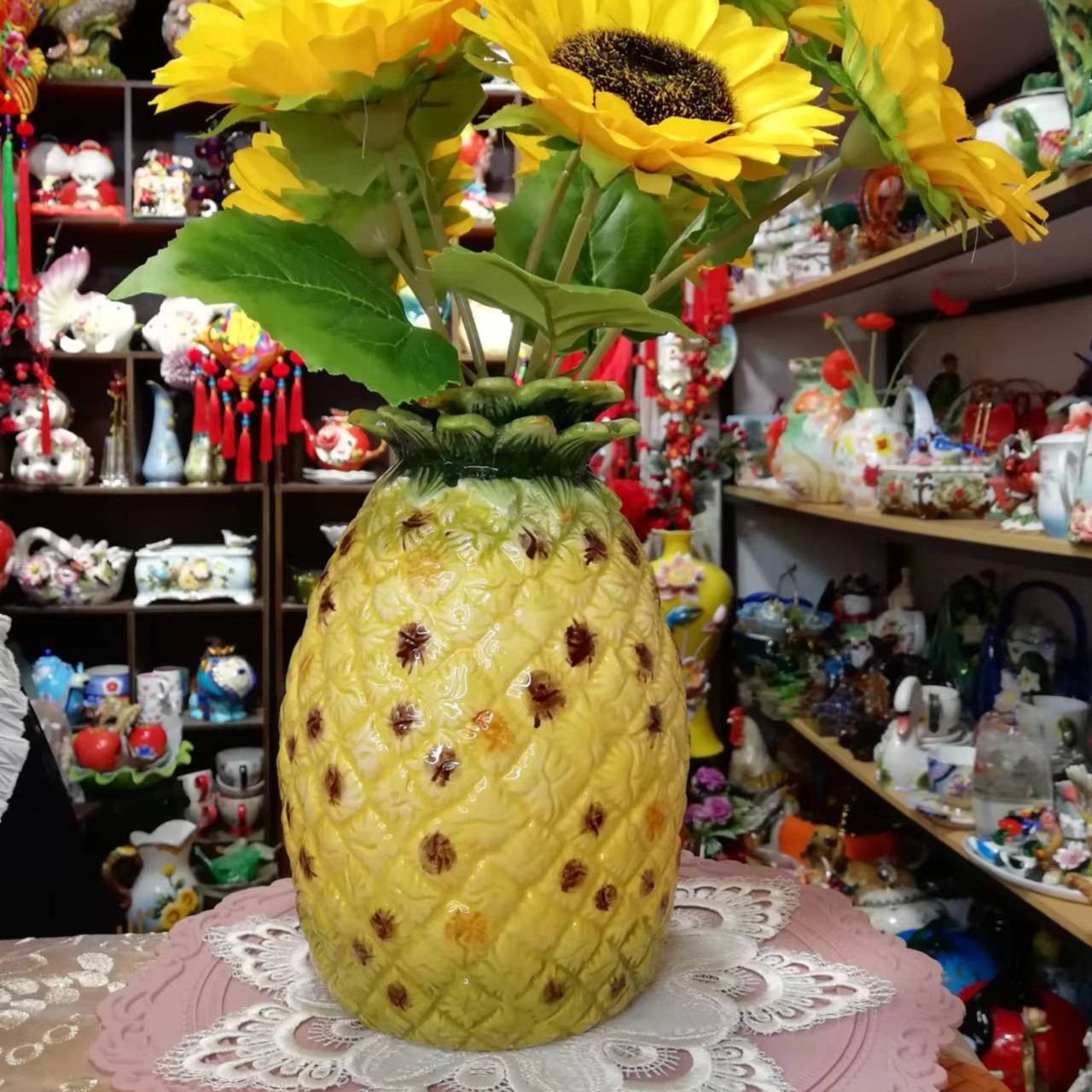 方亚手绘陶瓷神器菠萝大花瓶