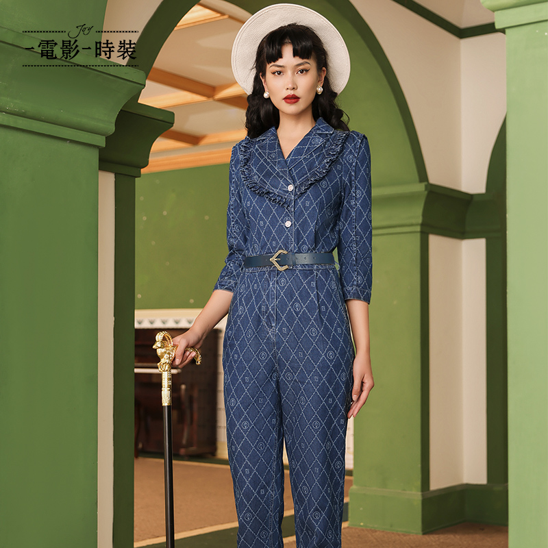 【高高甄选】一电影一时装秋季新款牛仔七分连体裤FCGK132486