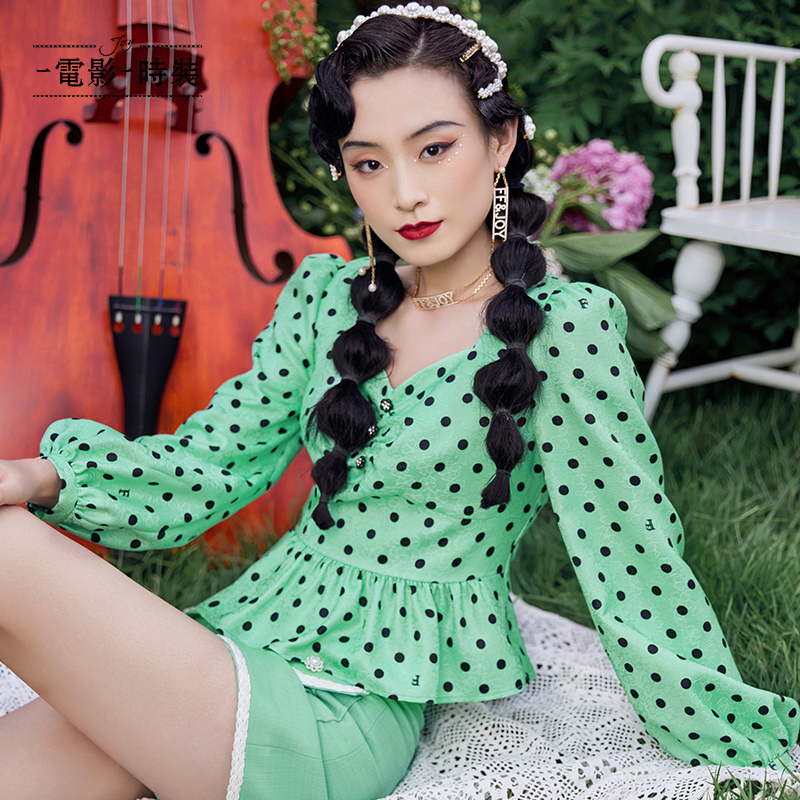 【老板娘夏天】一电影一时装气质实拍长袖茶歇风衬衫 FEJS116579