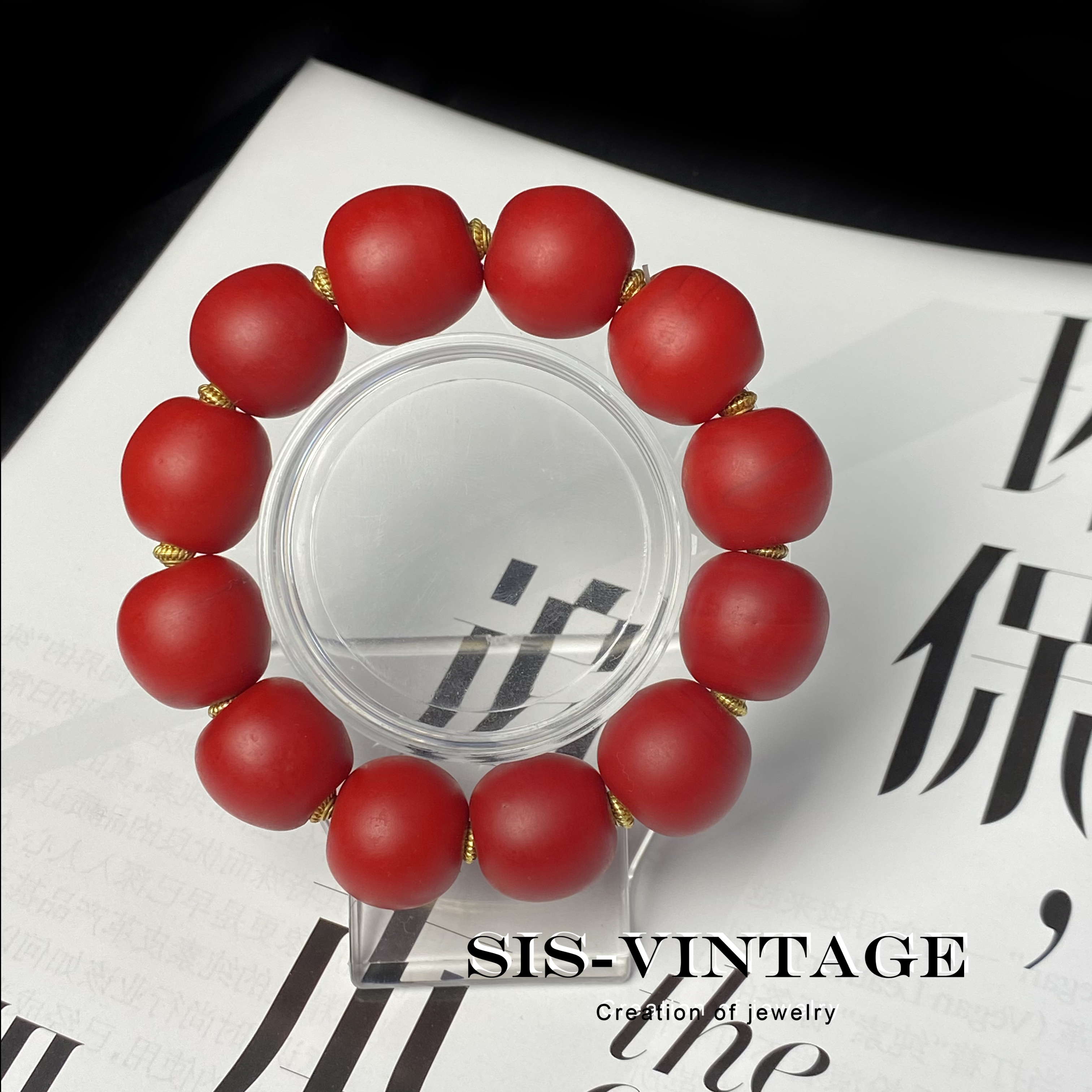 铜合金琉璃手链 半遮面 安可拉卡16MM手工琉璃手串本命年手链