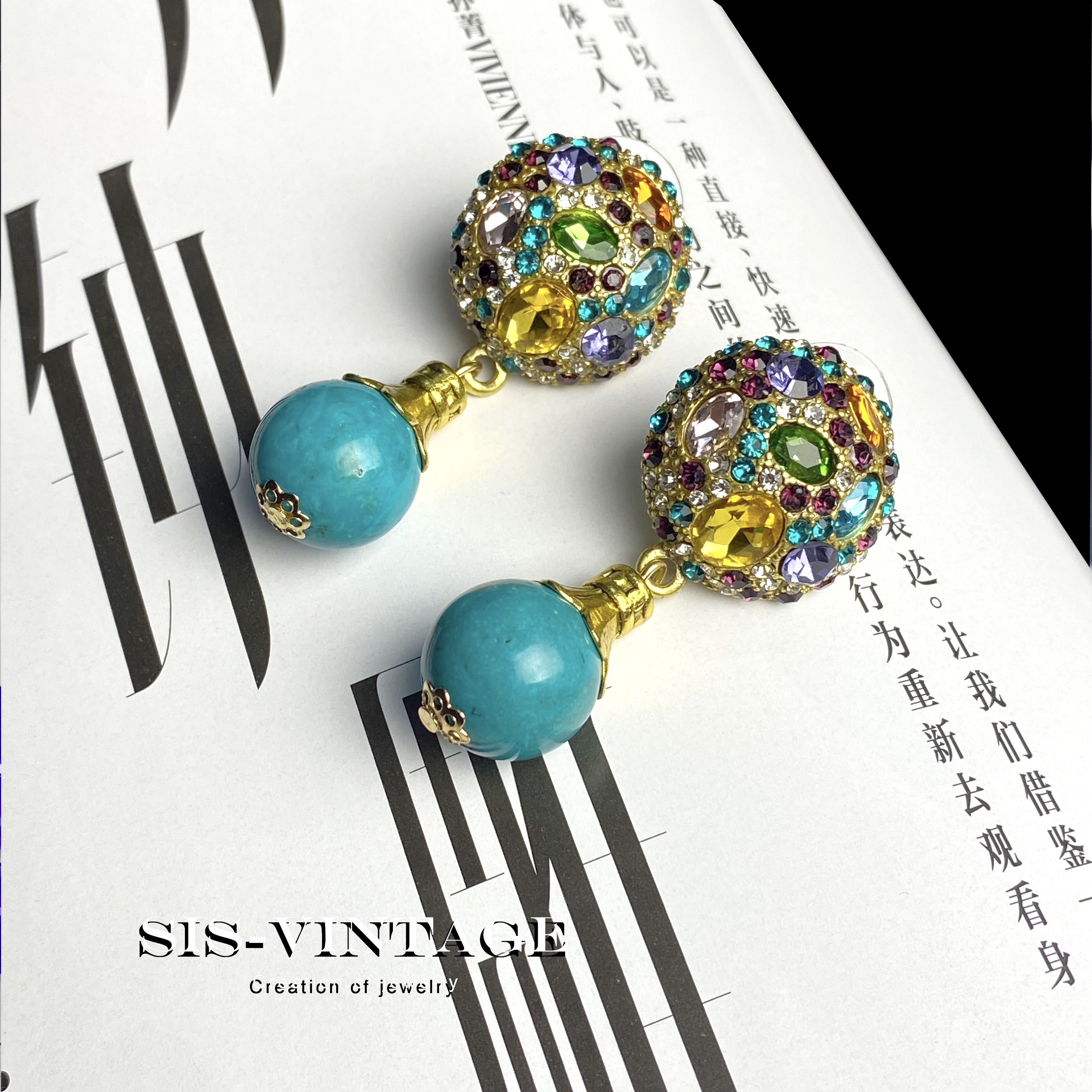 黄铜耳饰 如故 松松重工镶嵌轻奢耳饰耳饰