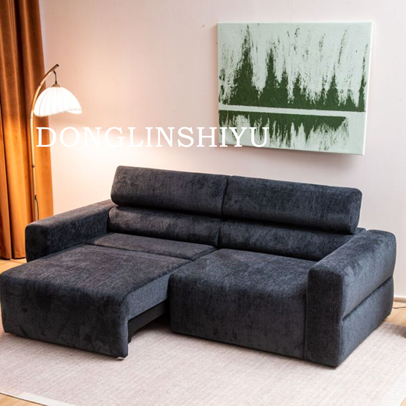 东霖室语意式轻奢直排黑色两三人沙发现代简约客厅沙发