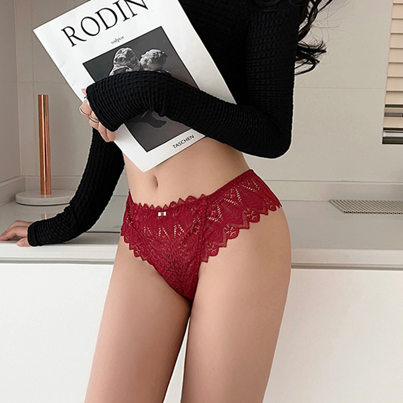 160斤大码胖MM性感蕾丝交叉绑带无痕高弹镂空透气高品底裤内裤