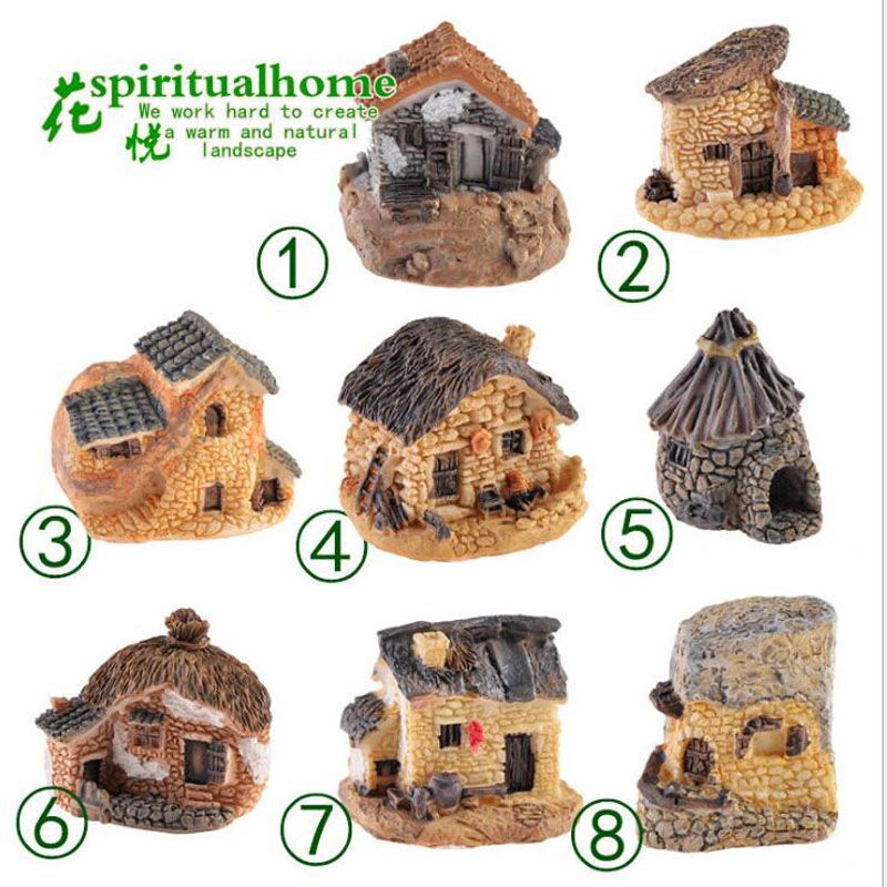 盆景小摆件多肉盆栽装饰微景观创意复古迷你小房子树脂造景装饰品