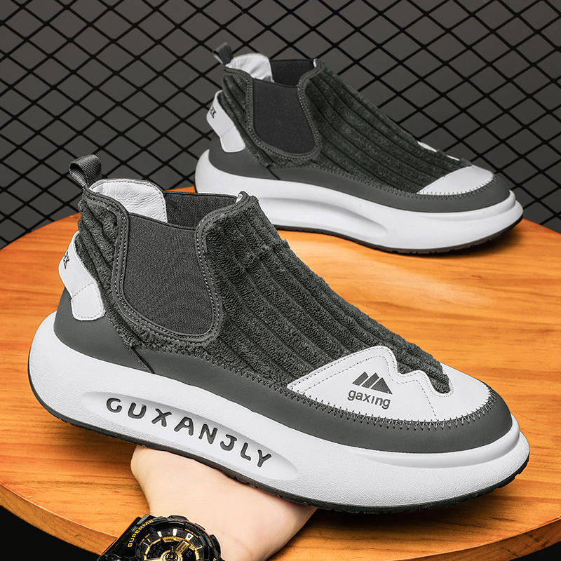 回力新男鞋2023秋冬高帮加绒保暖棉鞋男士休闲鞋一脚蹬开车鞋板鞋