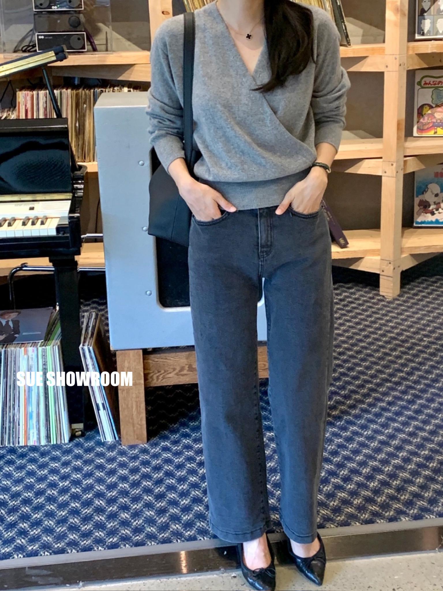 内嵌松紧腰直筒牛仔裤泡菜国NO退NO换