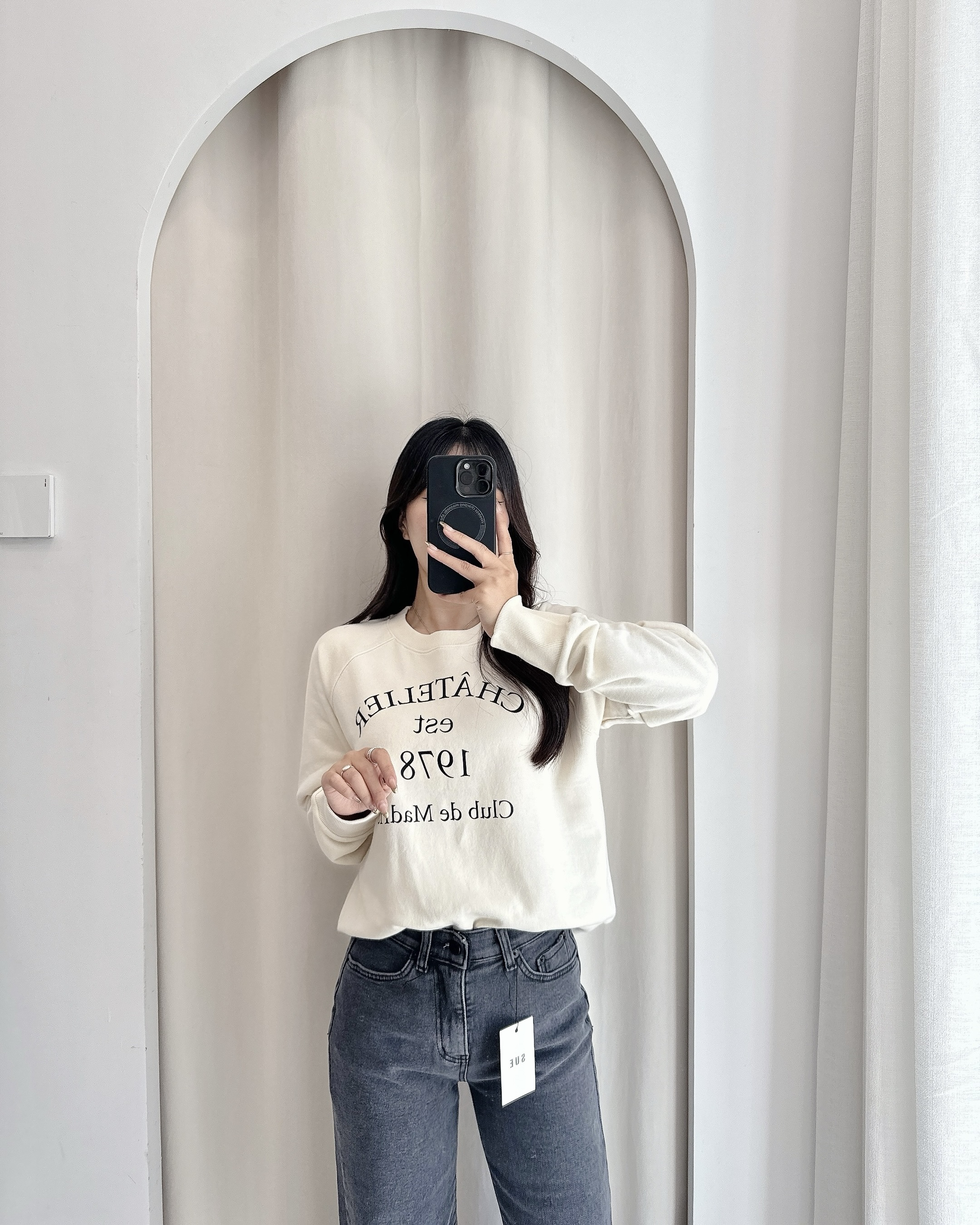 卫衣奶白色泡菜国no退no换