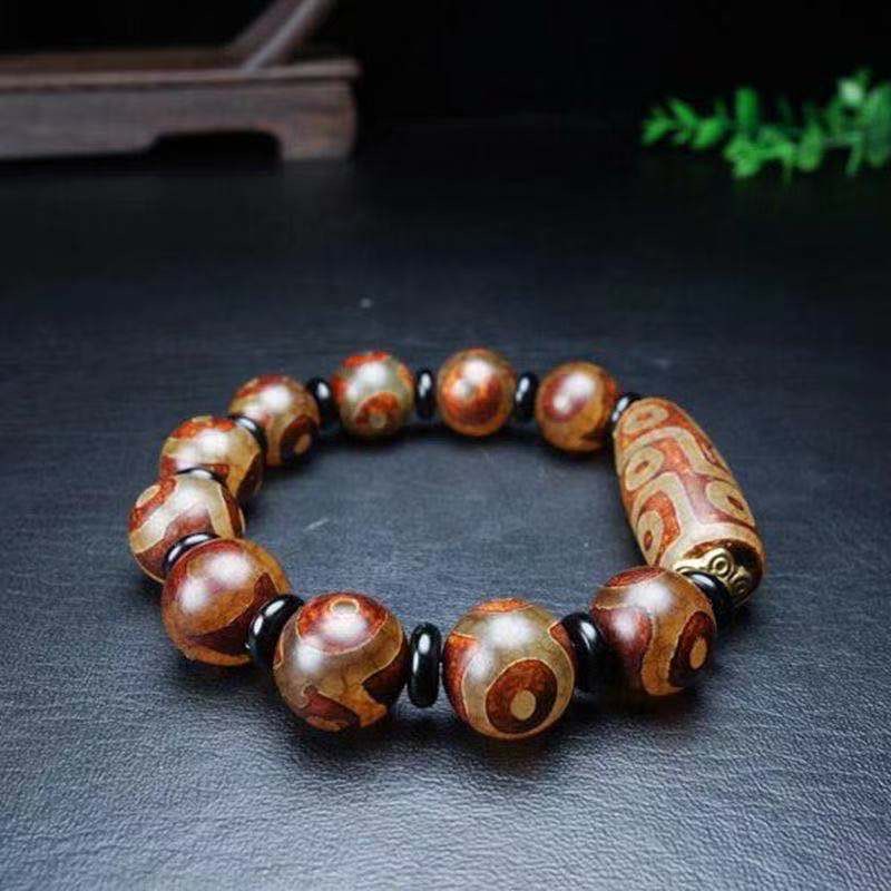 藏族老玛瑙三眼十九眼珠手链，三眼约14mm，九眼约14✖️44mm.