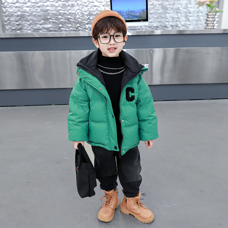 儿童羽绒服棉服痞帅儿童时髦2023新款冬装宝宝白鸭绒男童加厚外套