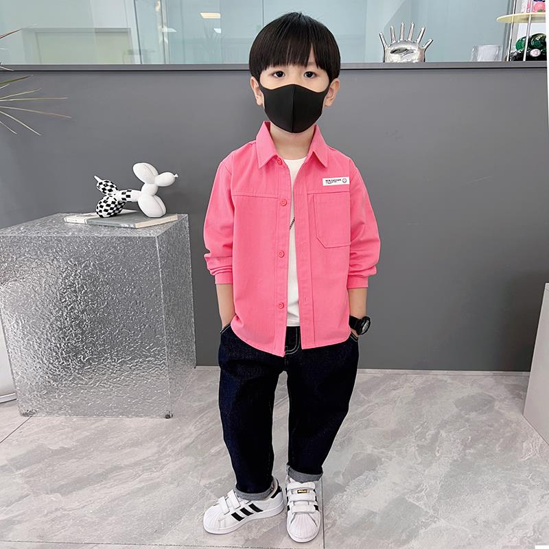 男童长袖衬衣春秋款2023新款秋季儿童中小童男宝宝痞帅衬衫潮