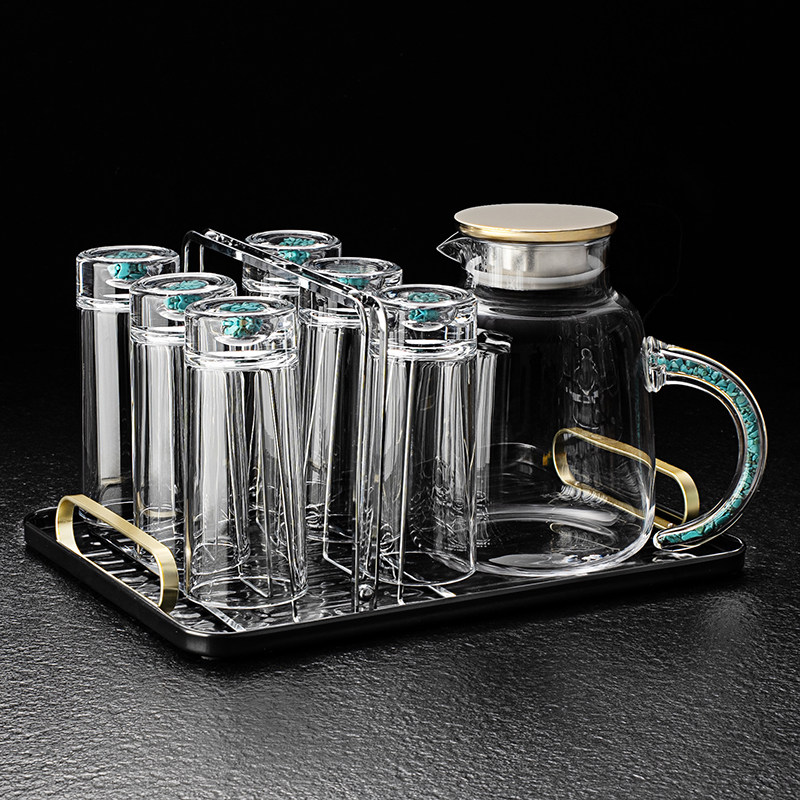 高端小清新水杯套装透明家用简约加厚喝水杯耐热透明家用简约加厚