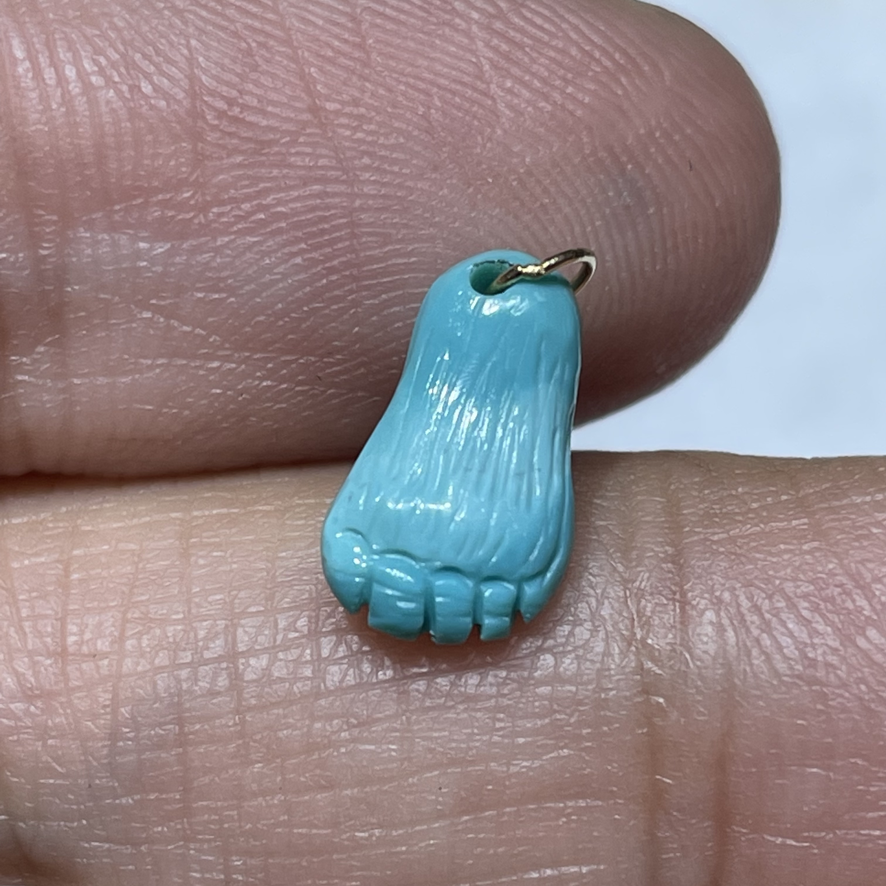 【P24】天然原矿绿松石高瓷高色知足常乐18K金镶嵌6.2×3.5×11mm