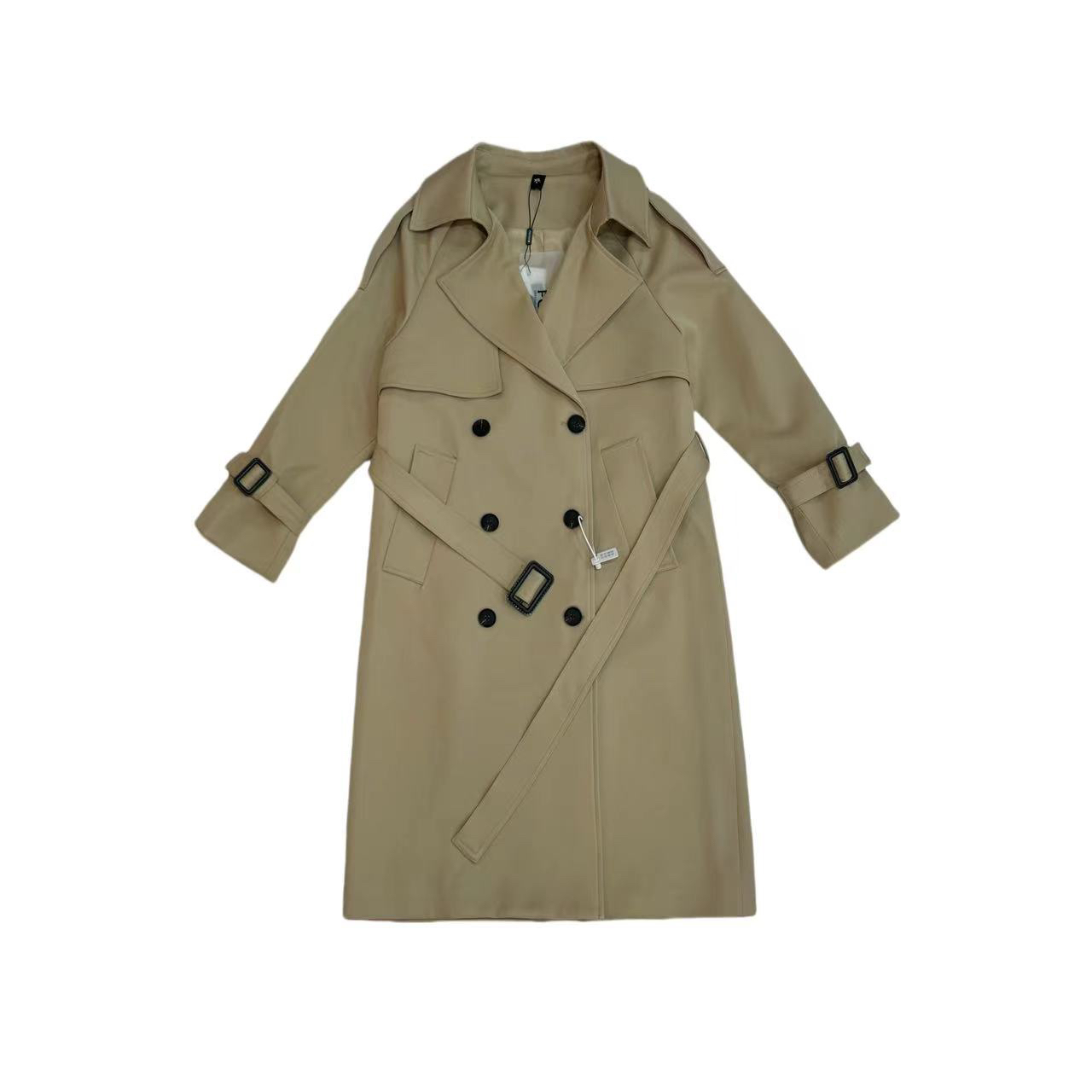 WTT-24053秋季新款气质高媛媛款长袖风衣外套双排扣韩版英伦风