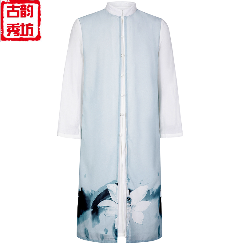 （男女同款）中国风外套棉麻长衫汉服古风中式长袍复古宽松禅服大褂