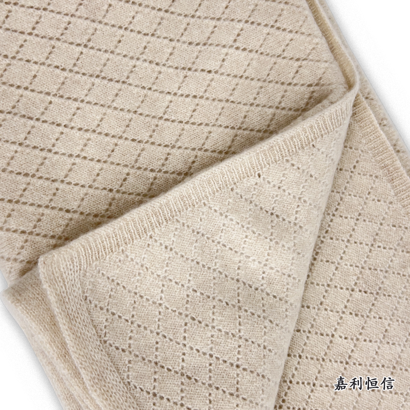 【匠心工艺】时尚优雅潮流百搭纯山羊绒菱形格围巾披肩