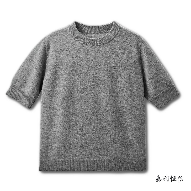 【匠心工艺】简约经典百搭纯色纯山羊绒圆领半袖套衫