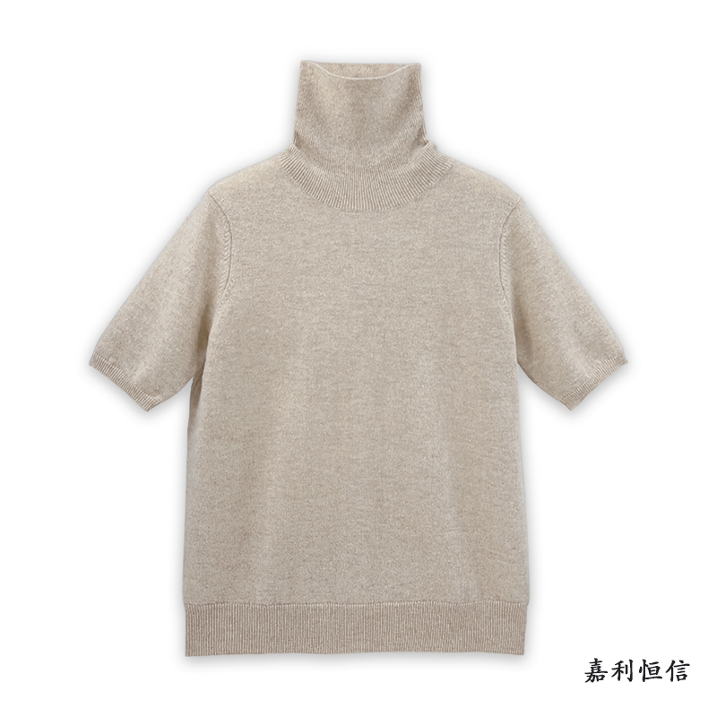 【匠心工艺】优雅时尚经典纯山羊绒女式高领半袖套衫