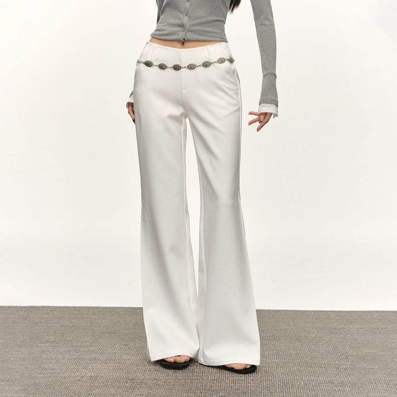 Ariseism 美式复古白色阔腿休闲裤女秋新款
