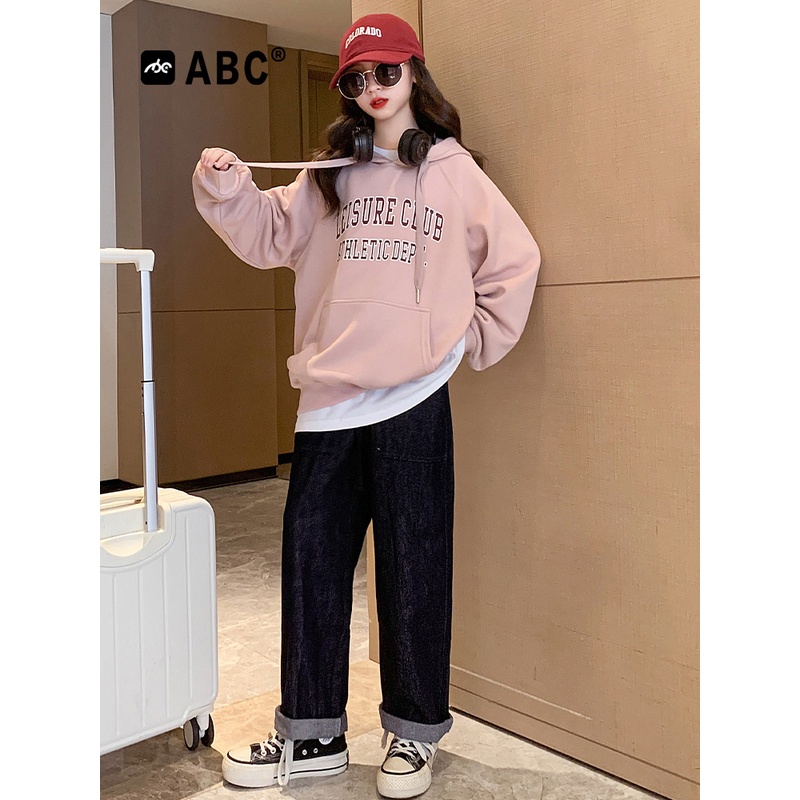 ABC女童春秋款秋装卫衣2023新款中大童童装潮女宝长袖t恤儿童上衣