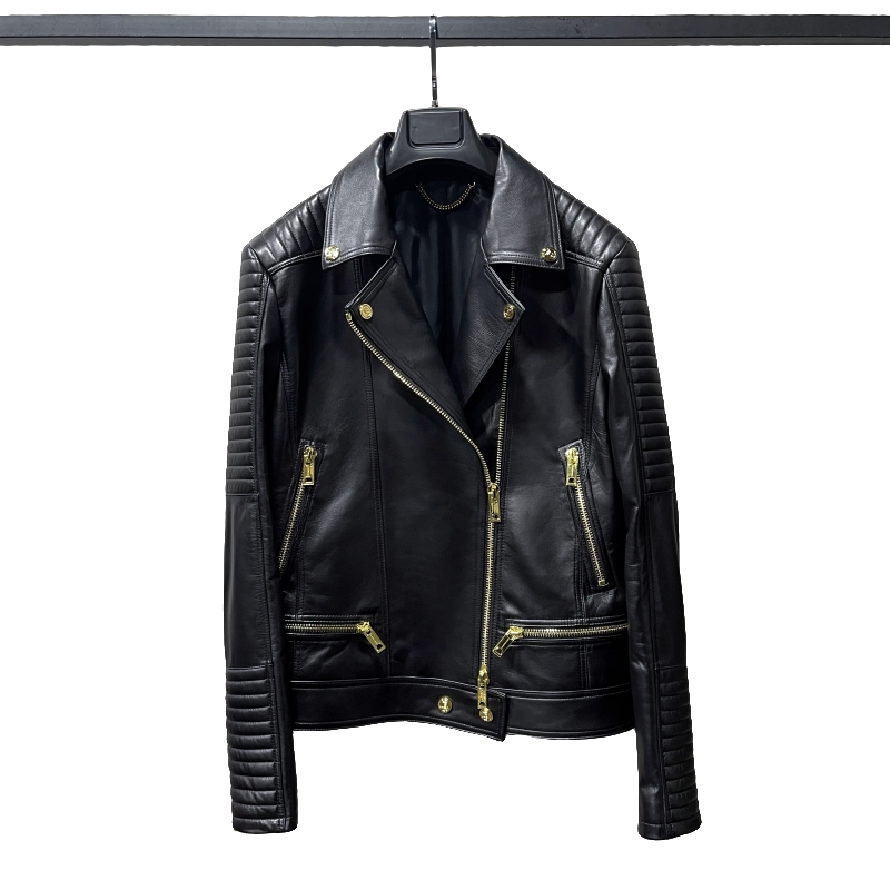 "RC高定8W+的版" BBR风黑金五金至臻胎牛皮机车夹克修身短款夹克