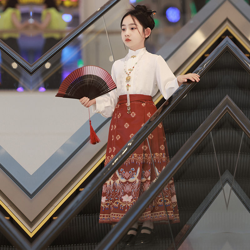 马面裙女童秋冬款儿童汉服中国风2023国风小女孩古风明制唐装大童