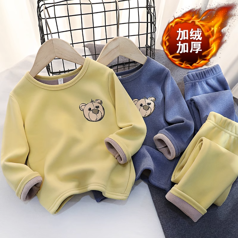 儿童保暖内衣秋冬加绒加厚套装男童女童秋衣秋裤睡衣宝宝居家