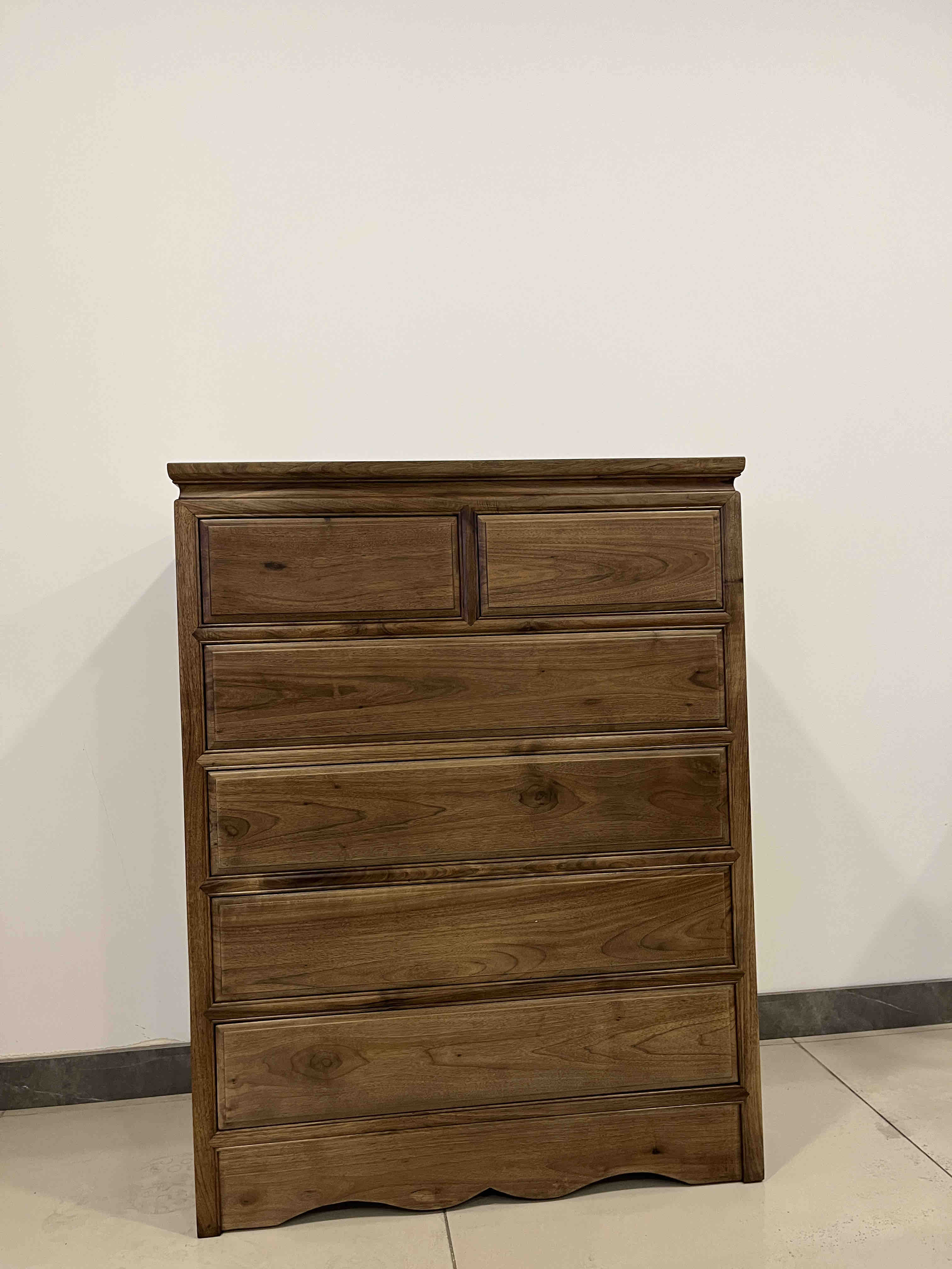 核桃木原木原色六斗柜