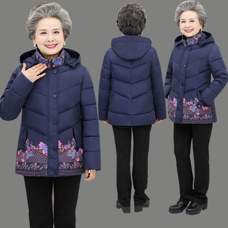 2024新款中老年女装羽绒羽绒服外套加厚妈妈装棉衣短款老年人冬装