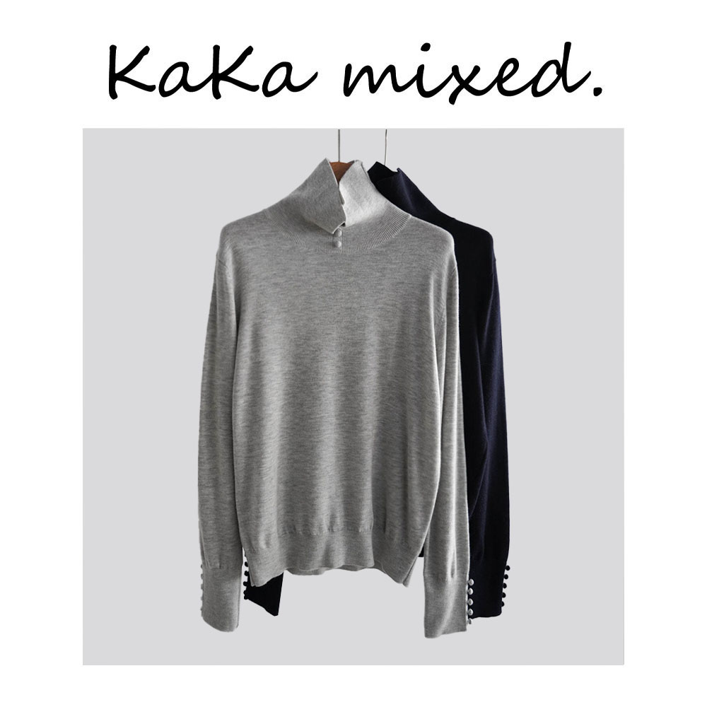 高领30羊毛混纺长袖针织衫羊毛衫打底衫