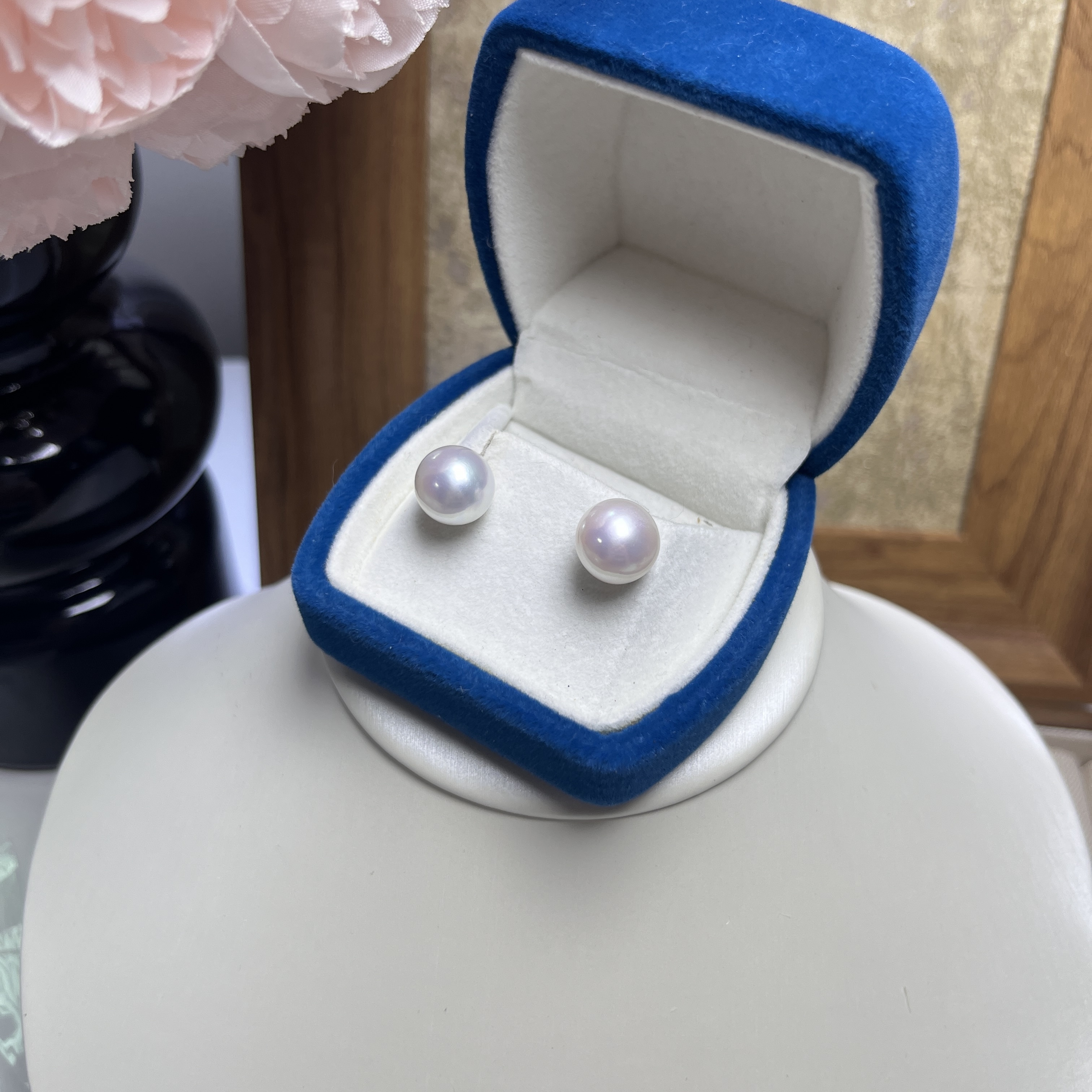 10-11mm珍珠耳钉淡水珍珠经典