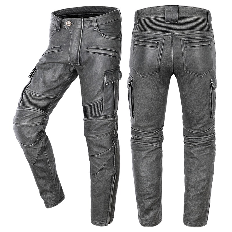 【1.2-1.4mm全粒面牛皮】哈雷复古皮裤头层牛皮工男士多口袋长裤