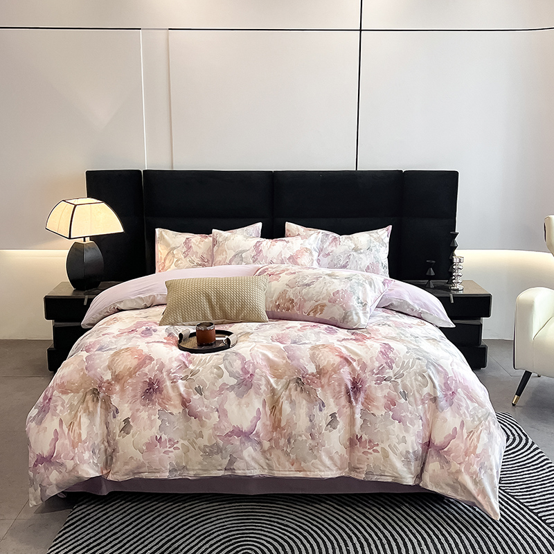 现货 四季款新疆长绒棉 高支高密数码印花 全棉贡缎磨毛 加厚 