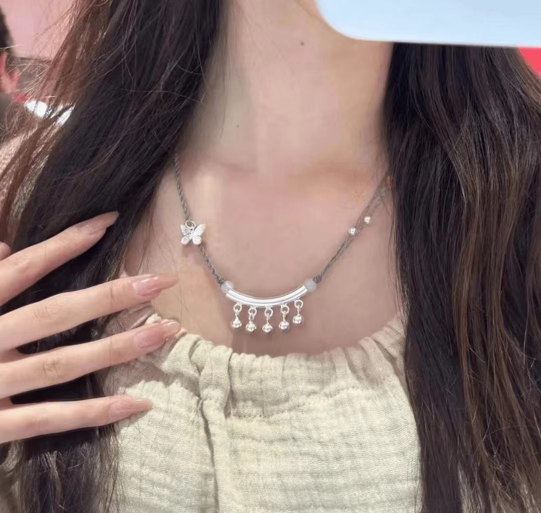 吊坠足银 999足银弯管吊坠灵动精美纯手工编绳女款送女友时尚百搭